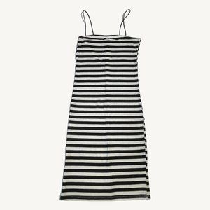 Streetwear Society White & Black Striped Tank Top Ribbed Dress Size Medium
